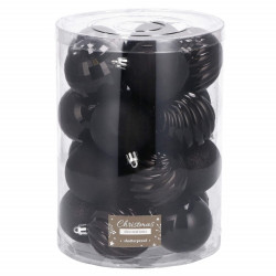 Vianočné banky čierne mix - 6cm, sada 20ks