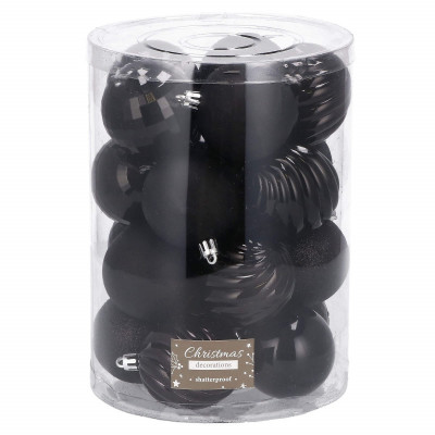 Vianočné banky čierne mix - 6cm, sada 20ks