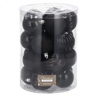 Vianočné banky čierne mix - 6cm, sada 20ks