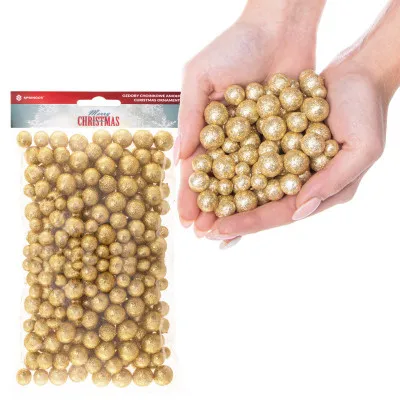 Dekoračné guličky s trblietkami zlaté, 20g