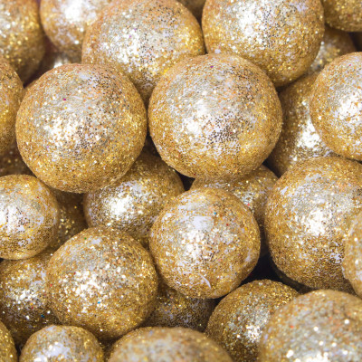 Dekoračné guličky s trblietkami zlaté, 20g