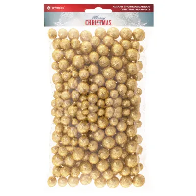 Dekoračné guličky s trblietkami zlaté, 20g