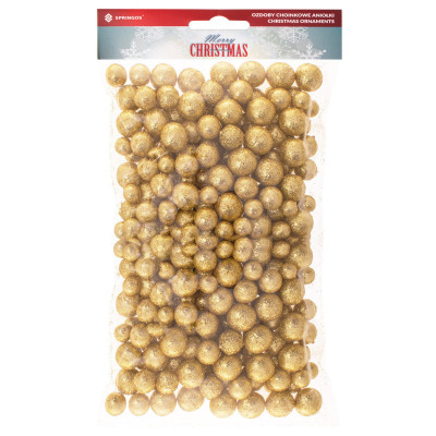 Dekoračné guličky s trblietkami zlaté, 20g