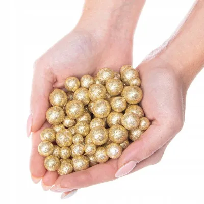 Dekoračné guličky s trblietkami zlaté, 20g