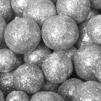 Dekoračné guličky s trblietkami strieborné, 20g