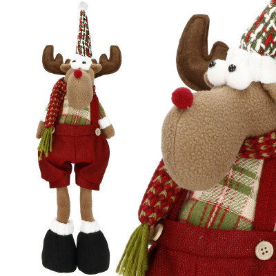 Vianočný sob 45 cm, červeno-hnedý