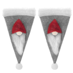 Vianočné prestieranie na príbory Čiapky so škriatkom, šedé, sada 2ks