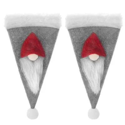 Vianočné prestieranie na príbory Čiapky so škriatkom, šedé, sada 2ks