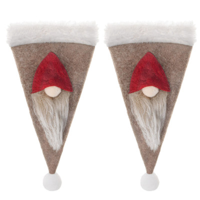 Vianočné prestieranie na príbory Čiapky so škriatkom, hnedé, súprava 2ks