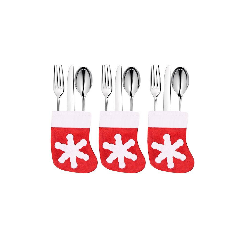Vianočné prestieranie na príbory Pančucha s vločkou, červené, sada 3ks