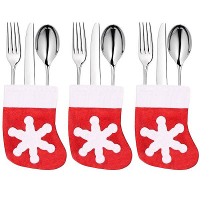 Vianočné prestieranie na príbory Pančucha s vločkou, červené, sada 3ks
