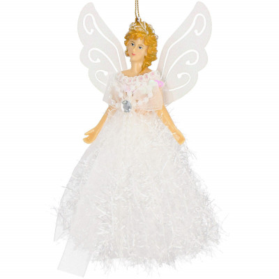 Vianočná ozdoba - Anjel v bielych šatách 20 cm