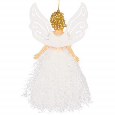 Vianočná ozdoba - Anjel v bielych šatách 20 cm
