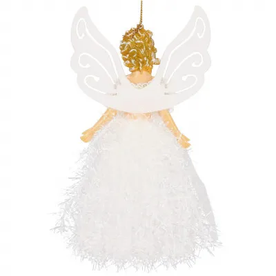 Vianočná ozdoba - Anjel v bielych šatách 20 cm