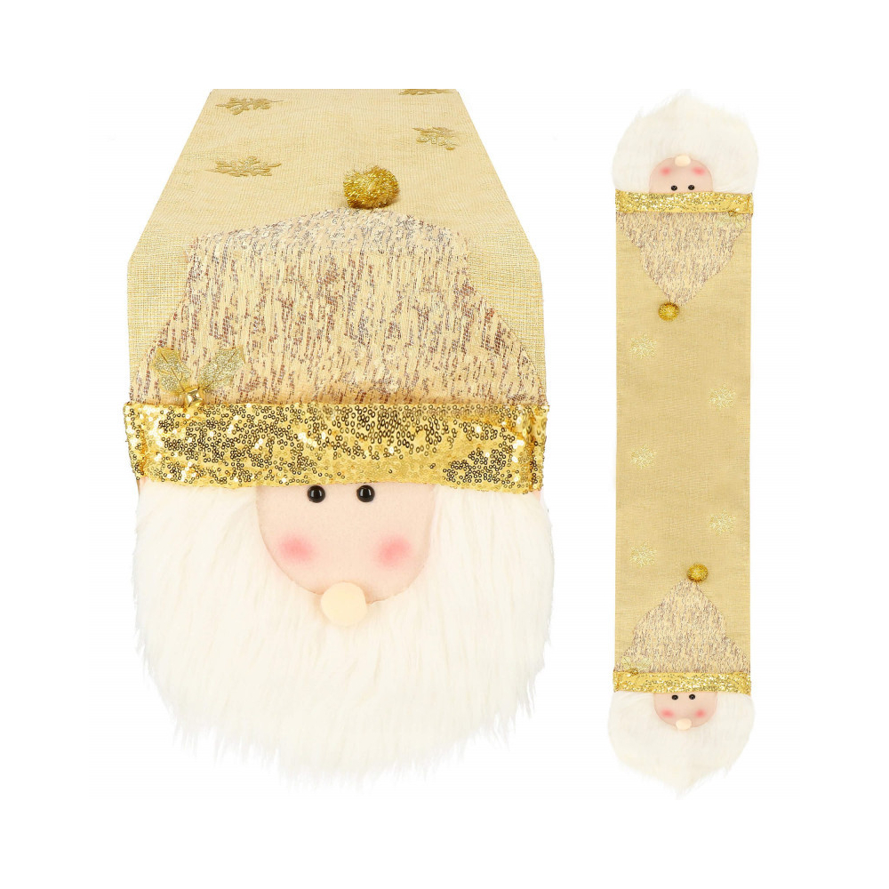 Vianočný obrus 205x30 cm Santa, zlatý