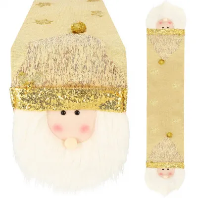 Vianočný obrus 205x30 cm Santa, zlatý