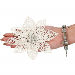 Vianočná hviezda s klipom 14x14 cm, biela