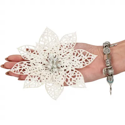 Vianočná hviezda s klipom 14x14 cm, biela