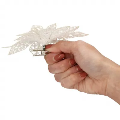 Vianočná hviezda s klipom 14x14 cm, biela