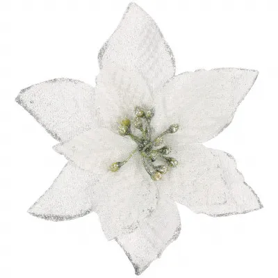 Vianočná hviezda s klipom 13x13 cm, biela