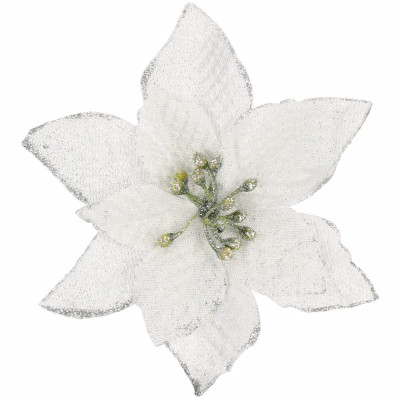 Vianočná hviezda s klipom 13x13 cm, biela