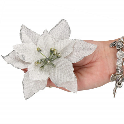 Vianočná hviezda s klipom 13x13 cm, biela