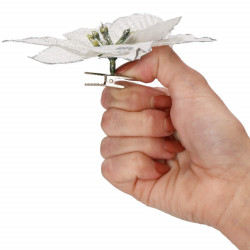 Vianočná hviezda s klipom 13x13 cm, biela