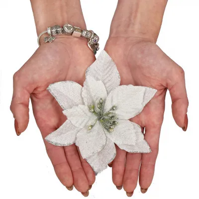 Vianočná hviezda s klipom 13x13 cm, biela