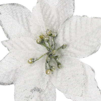 Vianočná hviezda s klipom 13x13 cm, biela