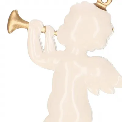 Vianočné kovové ozdoby - Anjeli s trúbkou, súprava 3ks