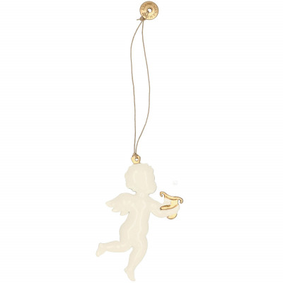 Vianočné kovové ozdoby - Anjeli s trúbkou, súprava 3ks