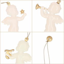 Vianočné kovové ozdoby - Anjeli s trúbkou, súprava 3ks