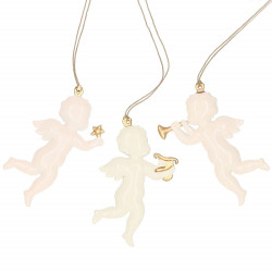 Vianočné kovové ozdoby - Anjeli s trúbkou, súprava 3ks