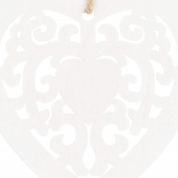 Vianočné drevené ozdoby - srdce, sada 6ks