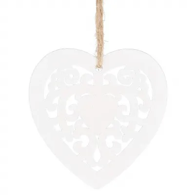 Vianočné drevené ozdoby - srdce, sada 6ks