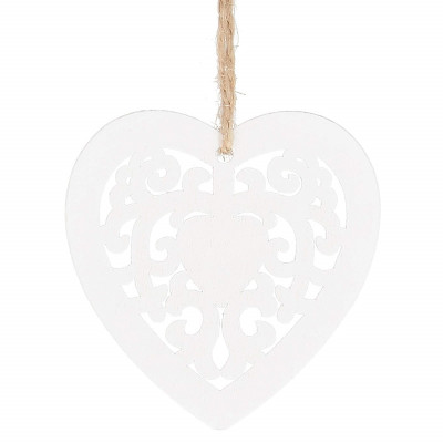 Vianočné drevené ozdoby - srdce, sada 6ks
