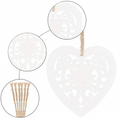 Vianočné drevené ozdoby - srdce, sada 6ks