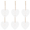 Vianočné drevené ozdoby - srdce, sada 6ks