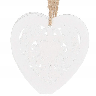 Vianočné drevené ozdoby - srdce, sada 6ks