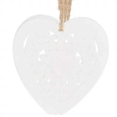 Vianočné drevené ozdoby - srdce, sada 6ks