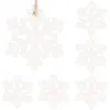 Vianočné drevené ozdoby - snehová vločka, biela, súprava 6ks