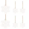 Vianočné drevené ozdoby - snehová vločka, biela, súprava 6ks