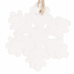 Vianočné drevené ozdoby - snehová vločka, biela, súprava 6ks