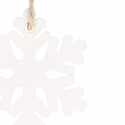 Vianočné drevené ozdoby - snehová vločka, biela, súprava 6ks