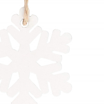 Vianočné drevené ozdoby - snehová vločka, biela, súprava 6ks