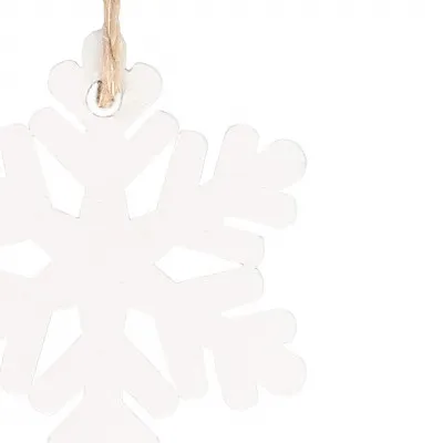 Vianočné drevené ozdoby - snehová vločka, biela, súprava 6ks