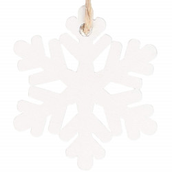 Vianočné drevené ozdoby - snehová vločka, biela, súprava 6ks