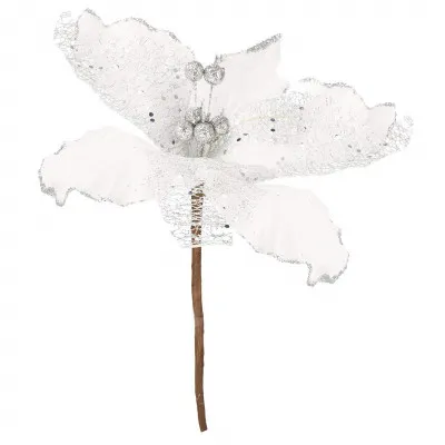 Vianočná hviezda na stonke 24x23 cm, biela