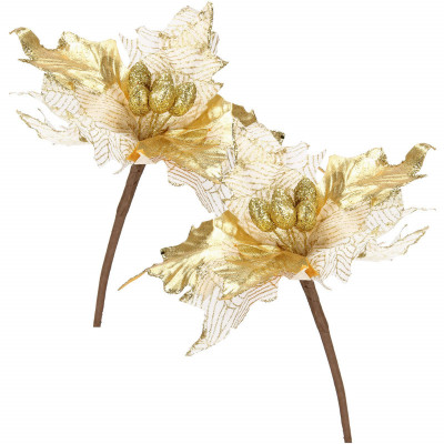 Vianočná hviezda na stonke 24x26 cm, zlatá