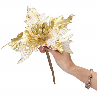 Vianočná hviezda na stonke 24x26 cm, zlatá